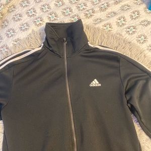 Adidas track suit zip up jacket. Black and white.